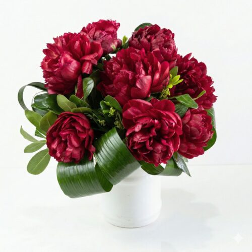 זר פרחי פיונים אדמוניות